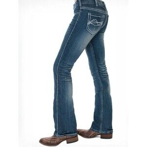 Cowgirl Tuff Size 40 (20/22) Edgy Medium Wash Bootcut Denim Jeans Western